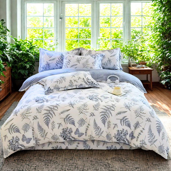 Luxor Cotton Flutter Leaf Design Quilt Doona Duvet Cover Set
