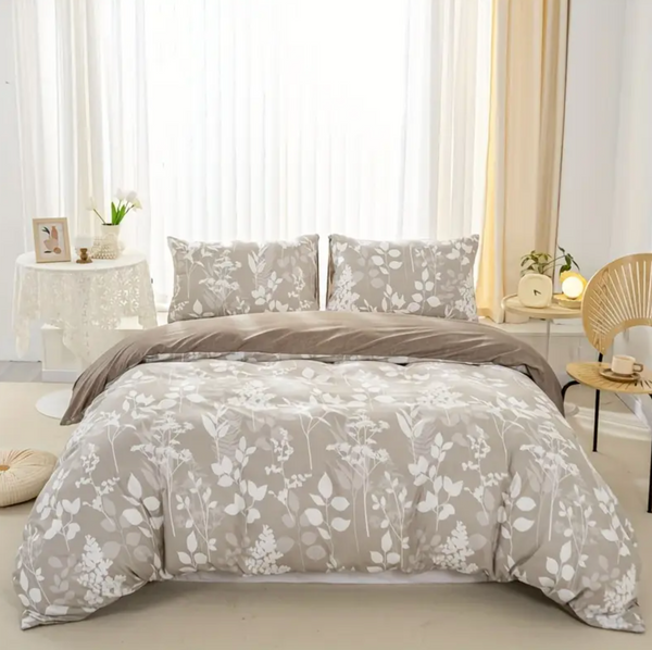 Dreamfields Canvas Fleur Design Quilt Doona Duvet Cover Set