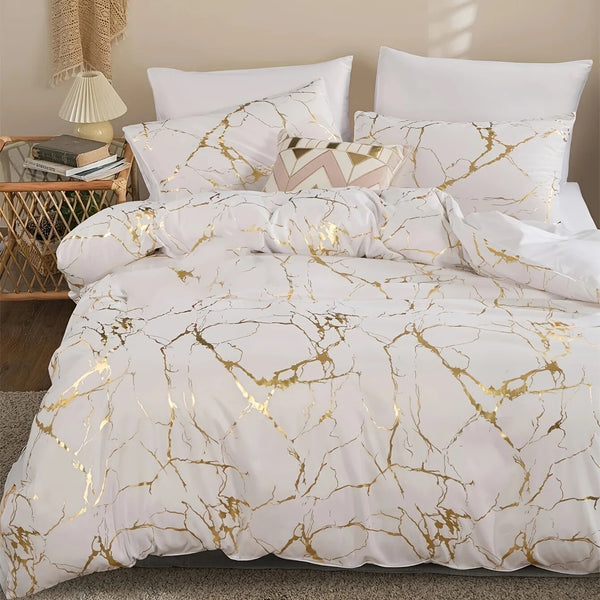 Dreamfields Carrara Marble Design Quilt Doona Duvet Cover Set