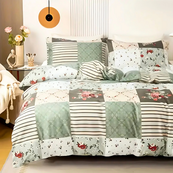 Dreamfields Emerald Plaid Design Quilt Doona Duvet Cover Set