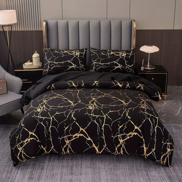 Dreamfields Golden Marble Design Quilt Doona Duvet Cover Set