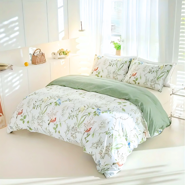 Dreamfields Green Roost Design Quilt Doona Duvet Cover Set