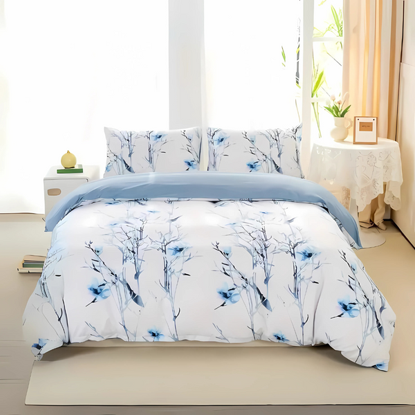Dreamfields Mist Floral Design Quilt Doona Duvet Cover Set