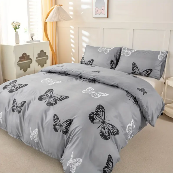 Dreamfields Mono Papilio Design Quilt Doona Duvet Cover Set