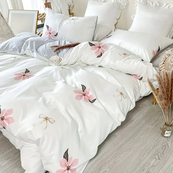 Dreamfields Pink Lily Garden Design Quilt Doona Duvet Cover Set