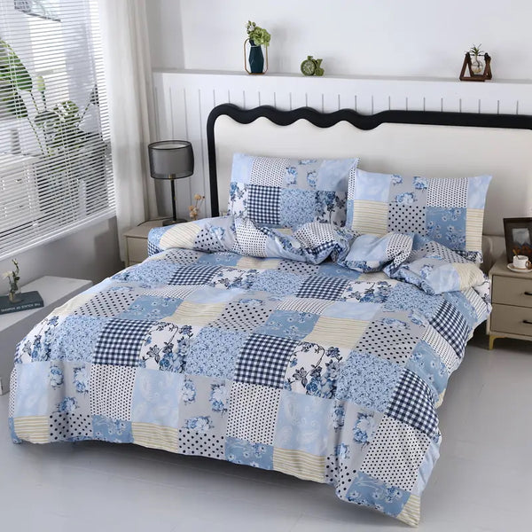 Dreamfields Soft Blue Plaid Design Quilt Doona Duvet Cover Set