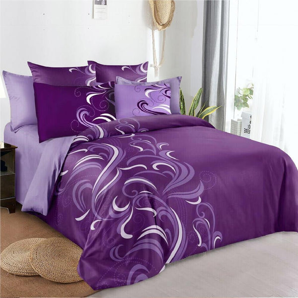 Dreamfields Plum Floral Design Quilt Doona Duvet Cover Set