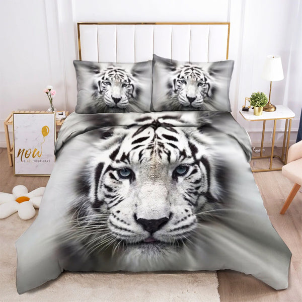 Dreamfields White Tiger Design Quilt Doona Duvet Cover Set