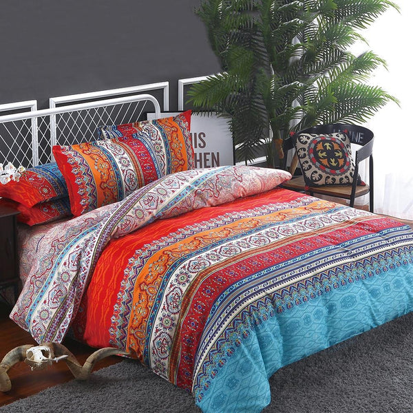 Dreamfields Mandala Stripe Design Quilt Doona Duvet Cover Set
