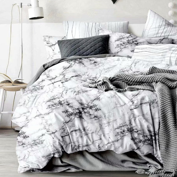 Dreamfields Marble Design Quilt Doona Duvet Cover Set