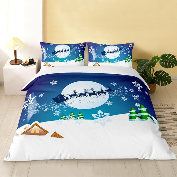Dreamfields Snow Sledge And Santa Design Quilt Doona Duvet Cover Set