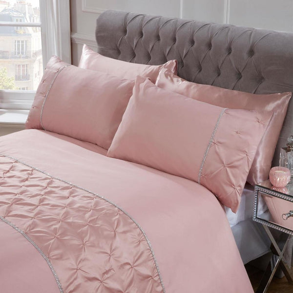 Dreamfields Pintuck Diamond Band BLUSH Color Design Quilt Doona Duvet Cover Set