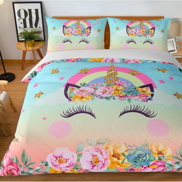 Dreamfields Shine Unicorn Design Quilt Doona Duvet Cover Set