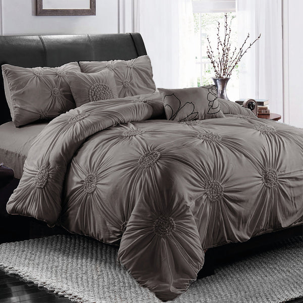 Dreamfields Stone Circle Ruched Design Quilt Doona Duvet Cover Set