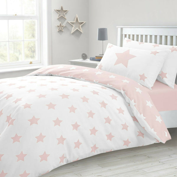 Dreamfields Pinky Stars Design Quilt Doona Duvet Cover Set