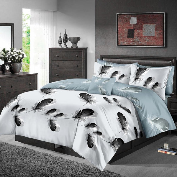 Luxor Cotton Twin Feathers Design Quilt Doona Duvet Cover Set