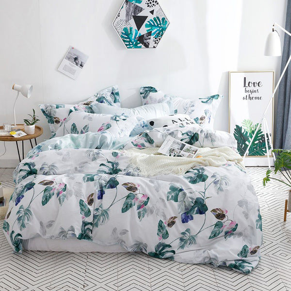 Luxor Cotton Plantain Design Quilt Doona Duvet Cover Set