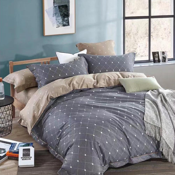 Luxor Cotton Blue Net Design Quilt Doona Duvet Cover Set