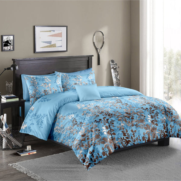 Dreamfields The Woods Blue Design Quilt Doona Duvet Cover Set