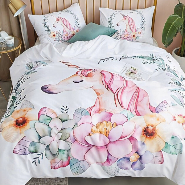 Dreamfields Unicorn Design Quilt Doona Duvet Cover Set