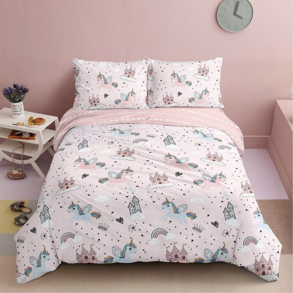 Dreamfields Unicorn World Design Quilt Doona Duvet Cover Set