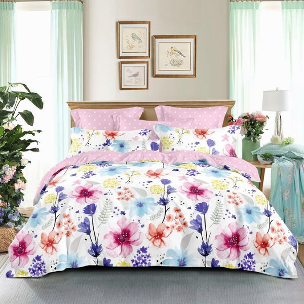 Luxor Cotton Floral Love Design Quilt Doona Duvet Cover Set