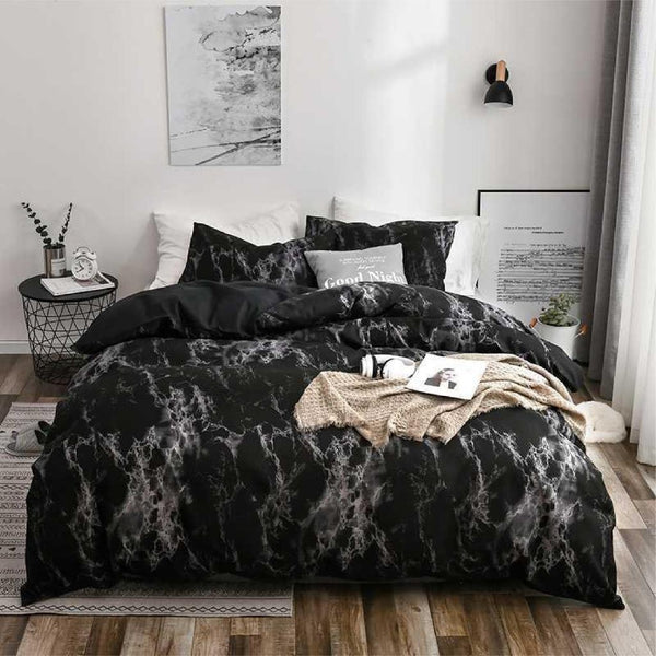 Dreamfields Dark Marble Design Quilt Doona Duvet Cover Set