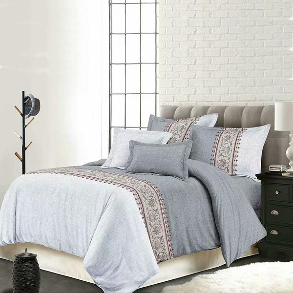 Dreamfields Bohemian Grey Design Quilt Doona Duvet Cover Set