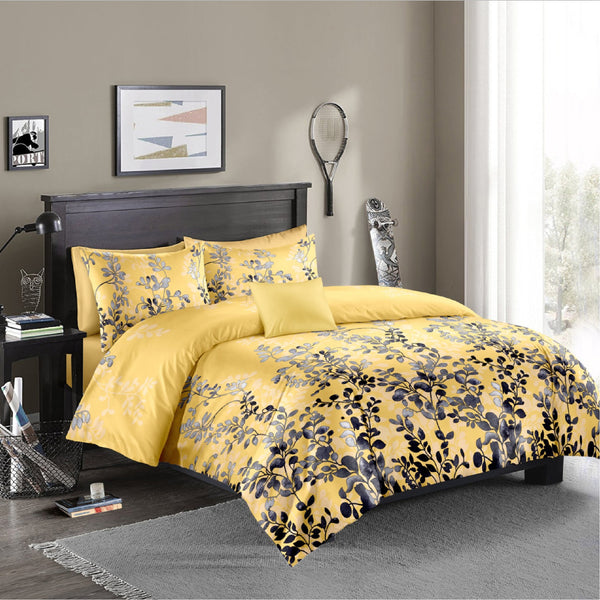 Dreamfields The Woods Yellow Design Quilt Doona Duvet Cover Set