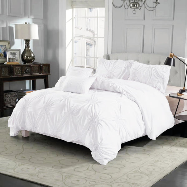 Dreamfields Snow Circle Ruched Design Quilt Doona Duvet Cover Set