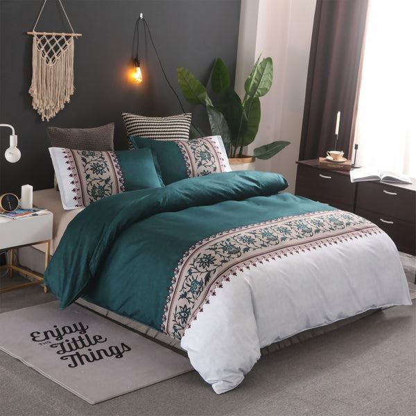 Dreamfields Bohemian Jade Design Quilt Doona Duvet Cover Set