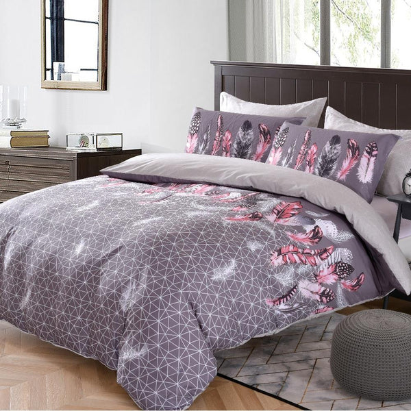 Dreamfields Feathers Design Quilt Doona Duvet Cover Set