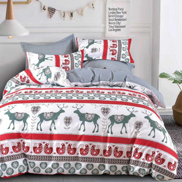 Dreamfields Reindeer Love Design Quilt Doona Duvet Cover Set