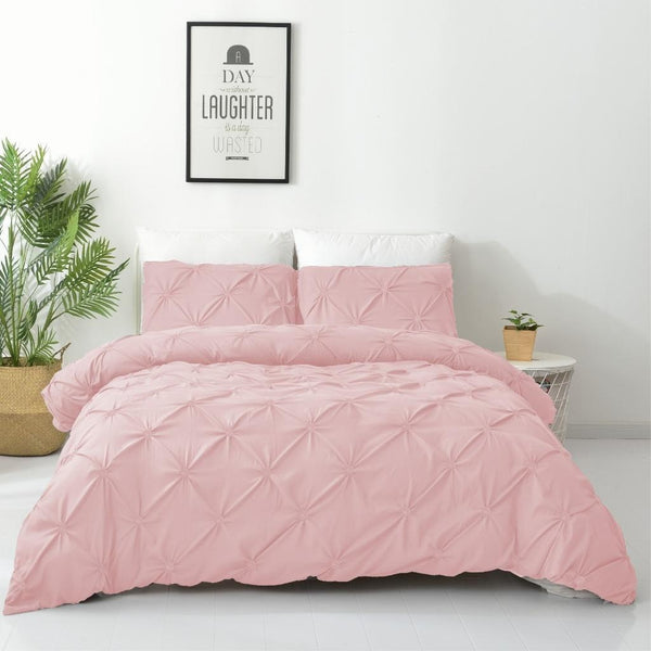 Dreamfields Diamond Embroidered Blush Design Quilt Doona Duvet Cover Set