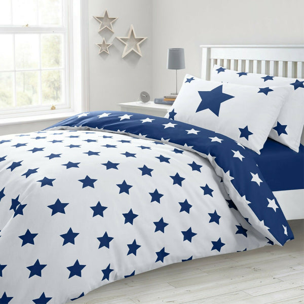 Dreamfields Navy Stars Design Quilt Doona Duvet Cover Set